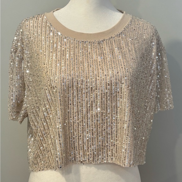 Urban Outfitters Tops - UO West Sequin Cropped Party Boho Hipster Tee